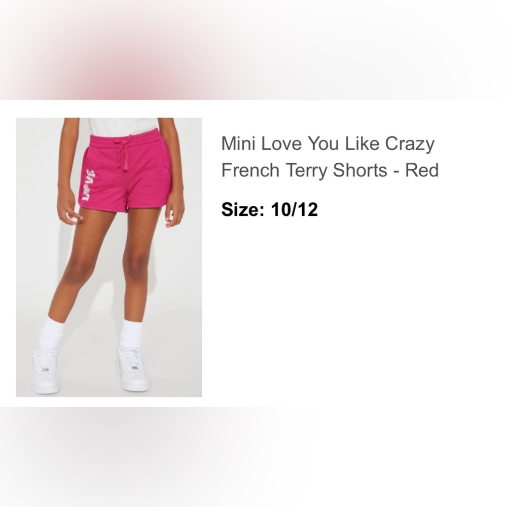 Girls so 10/12 Fashion Nova shorts Mini Love You Like Crazy French Terry Shorts